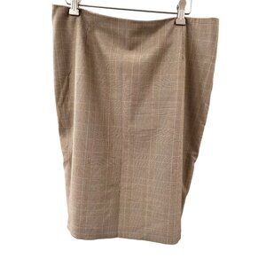 🍒 2/$20 🍒 Brown Plaid with Blue Pin Striping Business Skirt sz 12